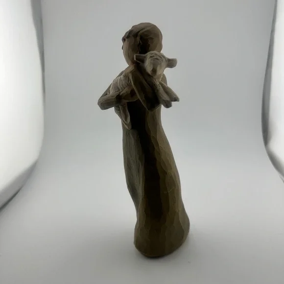 Handcrafted Wooden Mother and Sheep Sculpture Willow Tree Peace on Earth - Picture 4 of 6